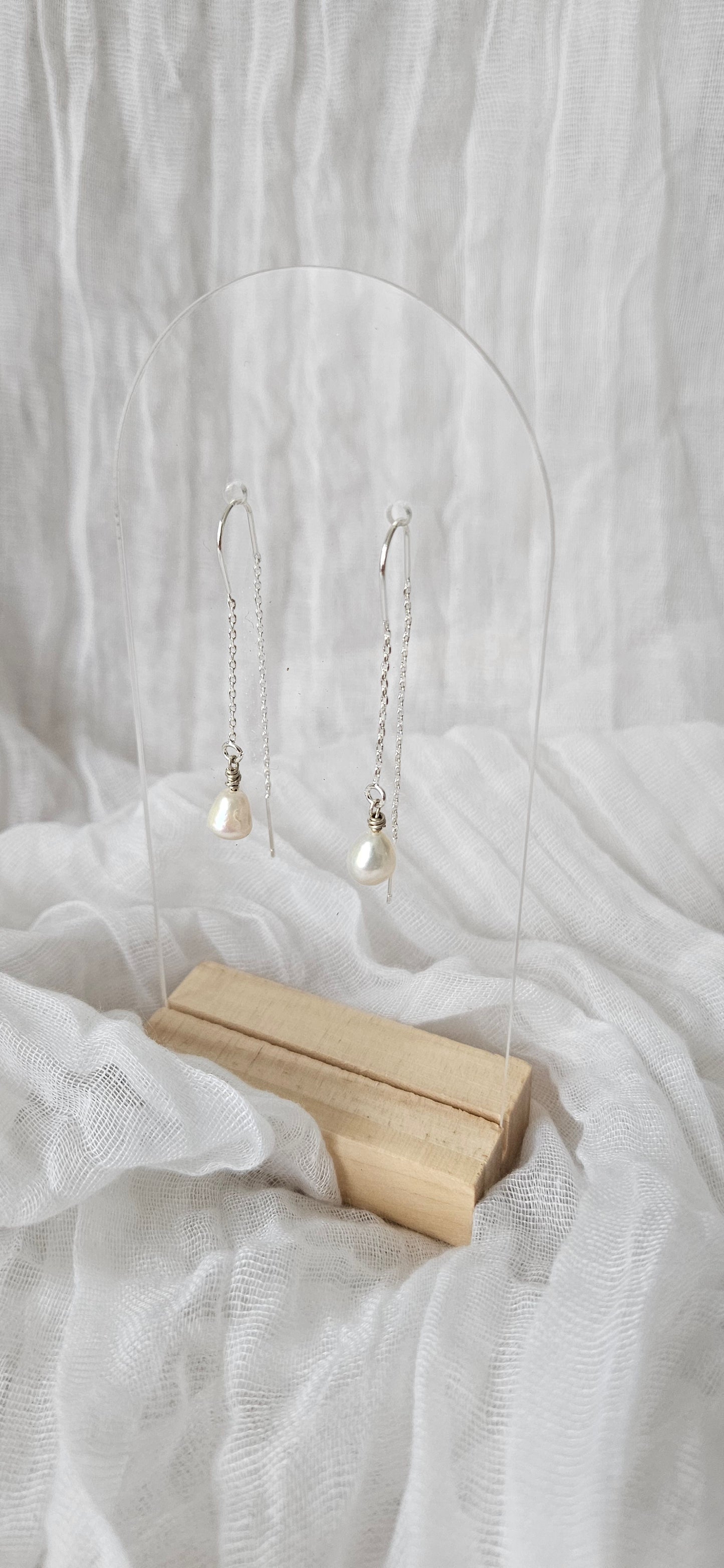 Silver Pearl Drop Earrings