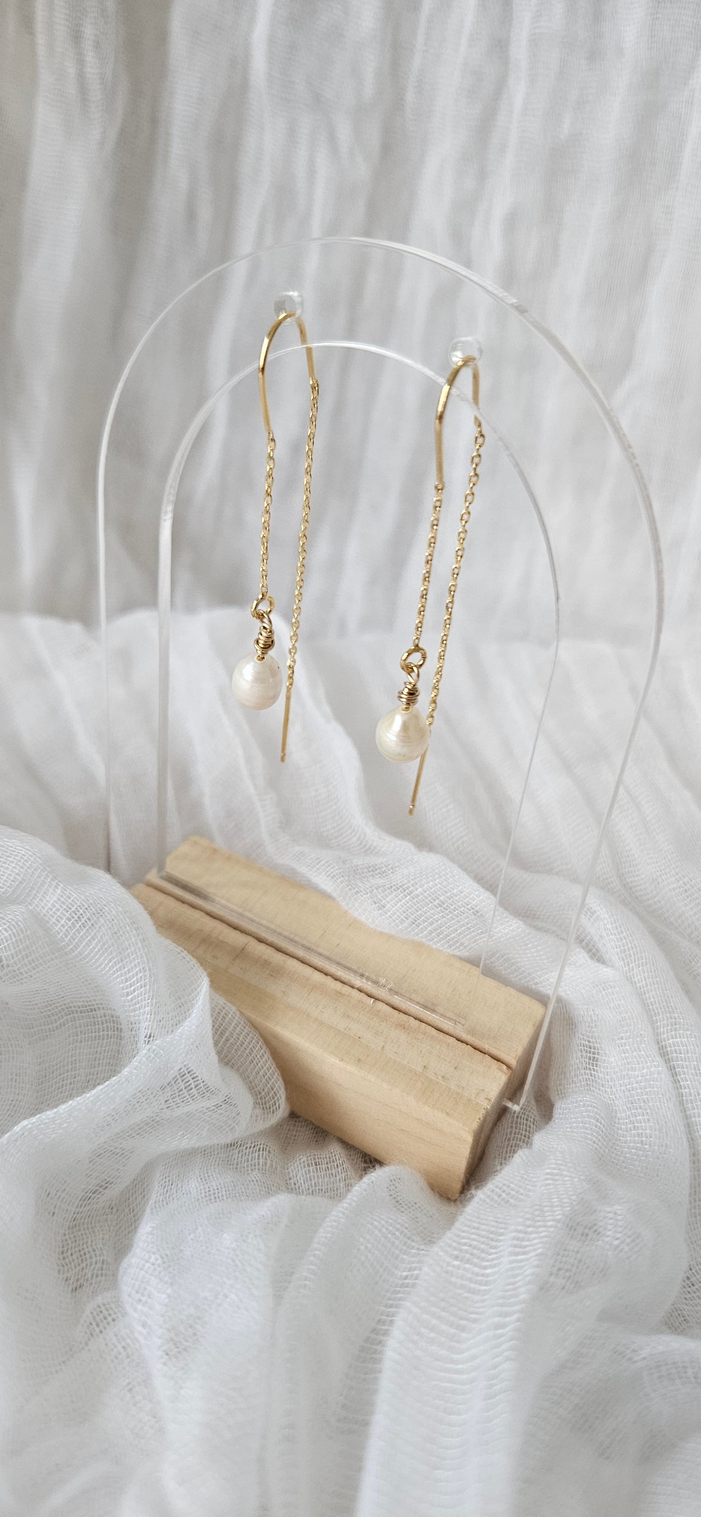 Gold Pearl Drop Earrings