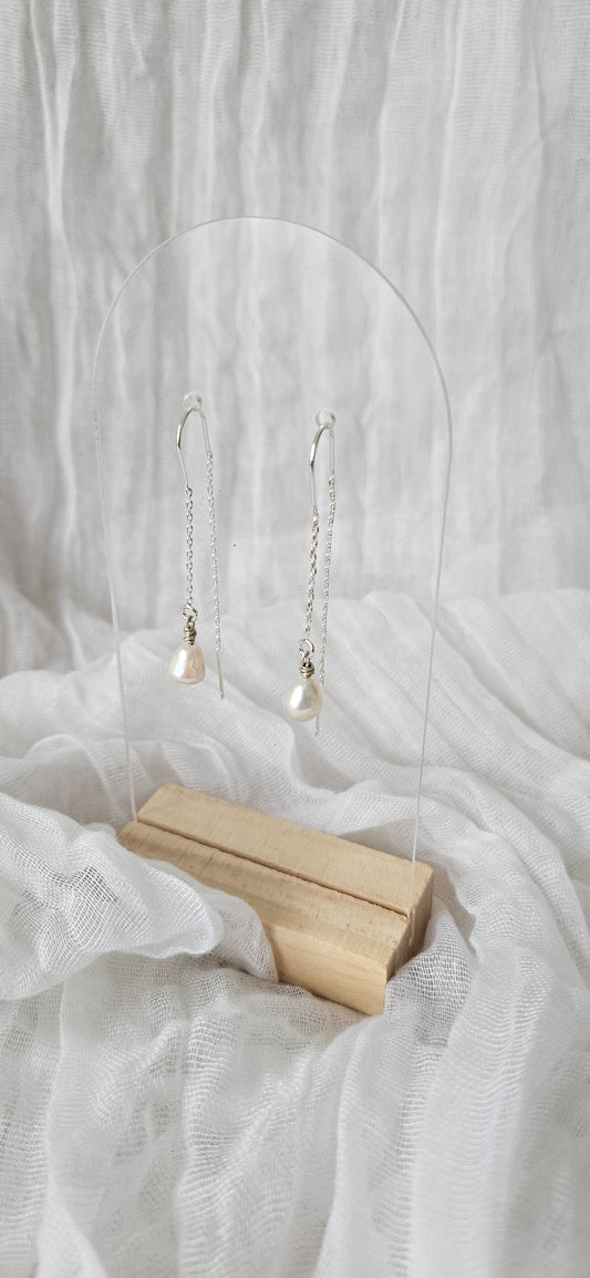 Silver Pearl Drop Earrings